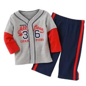 Carters Boys Lets Play 2 piece L/S Cotton Knit Baseball Jersey and 