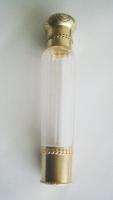 Antique French Gilded Silver Glass Scent Bottle Flask  