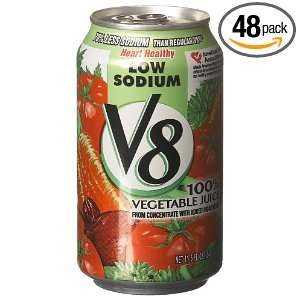 V8 Vegetable Low Sodium Juice Singles, 11.5 Ounce Units (Pack of 48 