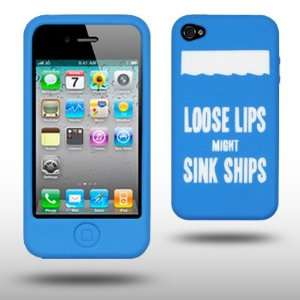  IPHONE 4 LOOSE LIPS SINK SHIPS LASER ENGRAVED SILICONE 
