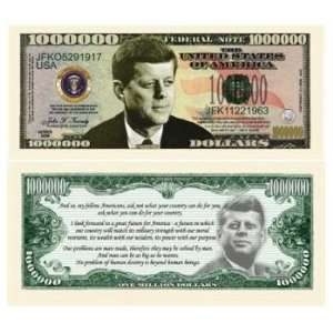  John F Kennedy Million Dollar Bills Case Pack 100 Toys 