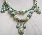 Beautiful Spring Kandahar Necklace Mint Greens Cloisonne Enamel 