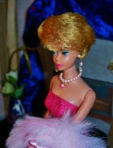 Vintage Blond Bubblecut Barbie in Magical Magenta Dress & Stole  