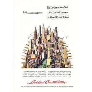  1947 Ad Lockheed Constellation Leader to New York Original 