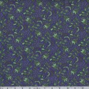  45 Wide Living Color Floral Royal Fabric By The Yard 