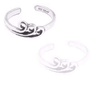 925 Sterling Silver Jewelry, Triple Wave Toe Ring, Adjustable Fit 