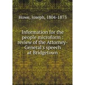   Attorney Generals speech at Bridgetown Joseph, 1804 1873 Howe Books