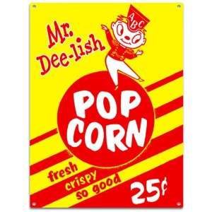 Mr Dee Lish Popcorn Yellow Tin Sign