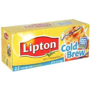 Lipton Cold Brew Iced Tea, Pitcher Size Tea Bags, 22 Count (Pack of 6)