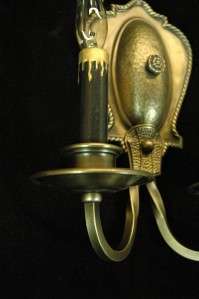 VINTAGE 1920S MISSION TUDOR GOTHIC BRASS WALL SCONCE  