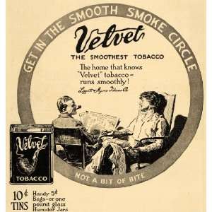  1913 Ad Velvet Tobacco Smoke Liggett Myers Pipe Humidor 