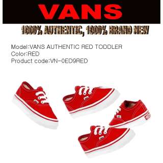 VANS AUTHENTIC RED TODDLER SHOES US (4~10)  
