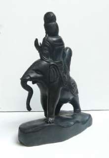 Chinese Zitan Wood Carve Kwan Yin Elephant Figure s2340  