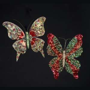  Club Pack of 24 Beaded Kaleidoscopic Butterfly Christmas 