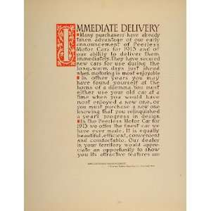 1913 Print Hand Lettered Ad Peerless Automobile RARE   Original Print