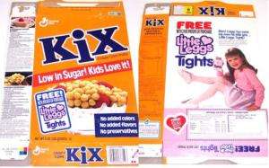 1991 Kix little legs tights Cereal Box z48  