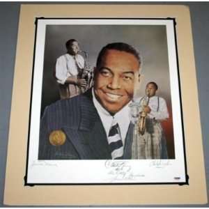  5 Jazz Legends Hand Signed Charlie Parker Art Psa Coa 