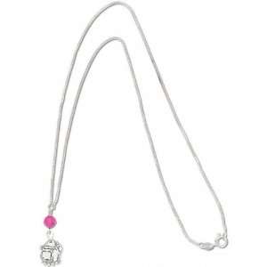  Georgetown Hoyas Sterling Silver Charm Necklace with Pink 