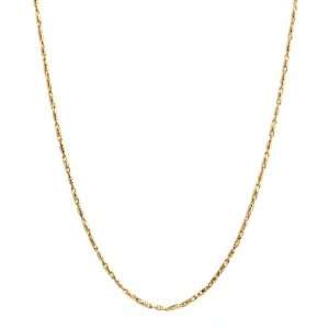  14k Italian Yellow Gold 0.80mm Bar Link Chain Necklace, 16 