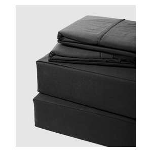  Queen Solid BLACK Water bed T300 Sheet Set
