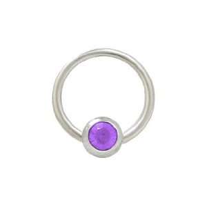  Captive Bead Ring Surgical Steel with 6mm Purple Jeweled 