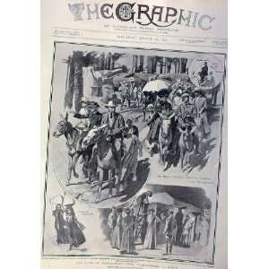  Party Of Braves In Motor Car 1905 Print New Lanchester 