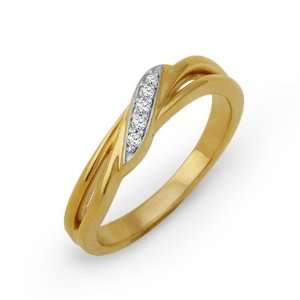   Plated Round Diamond Twisted Fashion Ring (1/20 cttw) D GOLD Jewelry