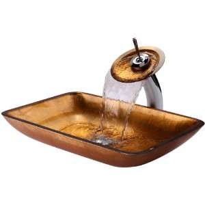  Kraus Glass Vessel Single Bowl Bath Sink CGVR210RE10AB 