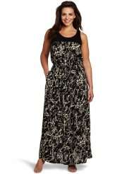 Kenneth Cole Womens Plus Size Abstract Crackle Print Maxi Dress