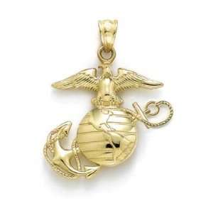   14k Medium Polished Marine Corps Emblem Pendant   JewelryWeb Jewelry