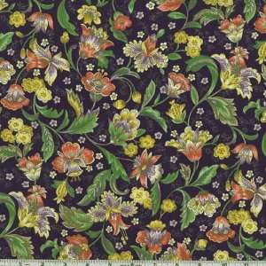  45 Wide Jacobean Concert Tzarina Floral Purple Fabric By 