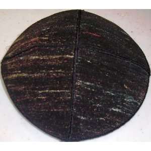  Black Suede Leather Kippah Yarmulke with Colorful Shimmers 