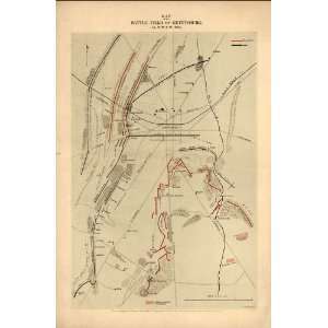 1863 Map of the Battle of Gettysburg by J. B. Lippencott  