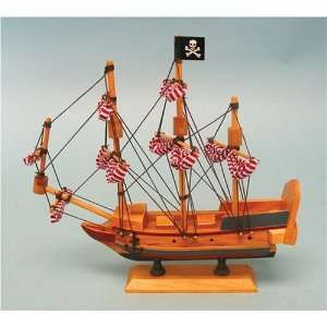  Red & White Sail Pirate Boat Model