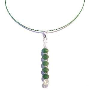 The Black Cat Jewellery Store Faceted Green Jade Bar Pendant w/ A 