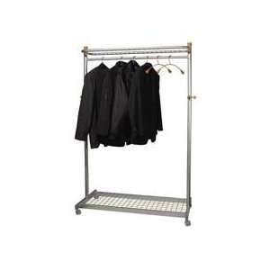   Shelf Coat Rack, Six Hangers/Six Hooks, Chrome, Mahogany Electronics