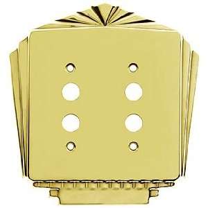   Plates. Stamped Brass Deco Style Double Gang Push Button Switch Plate