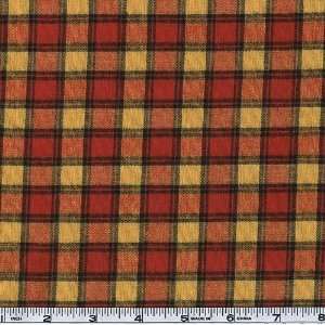  45 Wide Flannel Fabric Windowpane Plaid Red/Gold By The 