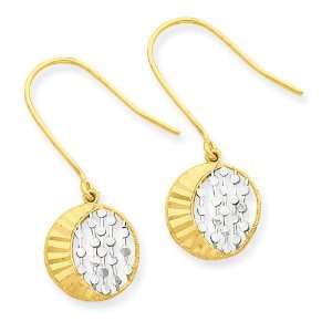    14k & Rhodium Diamond Cut Circle Moon Dangle Earrings Jewelry