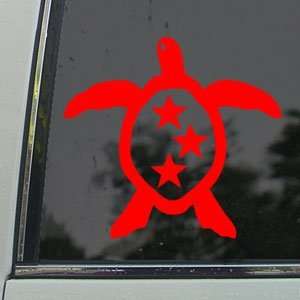  Triple Star Honu Sea Turtle Red Decal Window Red Sticker 
