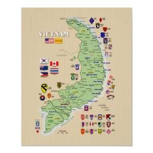  Vietnam Map 1968 Army units Poster