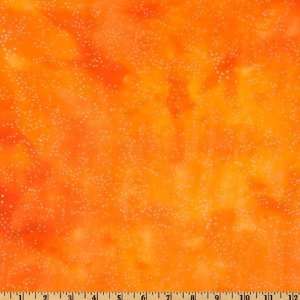  44 Wide Indian Batik Glitter Rain Drop Orange Fabric By 