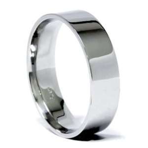  Mens 6mm Flat 950 Platinum Comfort Wedding Band Ring 
