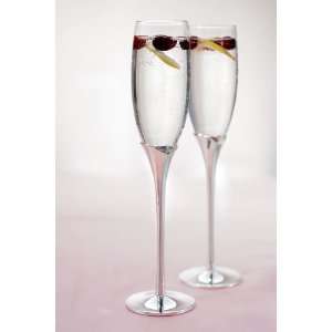  Silver Plated Tulip Stem Personalized Wedding Goblets 