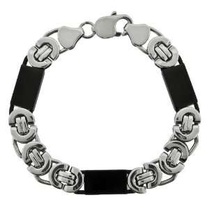  Mens Stainless Steel Black Ion Plated Bracelet Jewelry