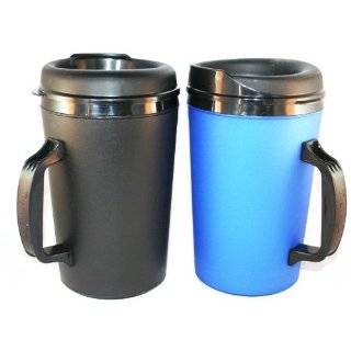 ThermoServ Foam Insulated Coffee Mugs 34 oz (1)Blue & (1)Black