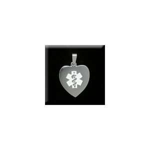 Sterling Silver Heart Shape Medical ID Pendant with Caduceus Medical 
