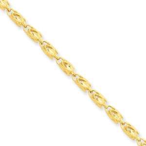   Karat Yellow Gold, Diamond Cut, Marquise Link Chain   8 inch Jewelry