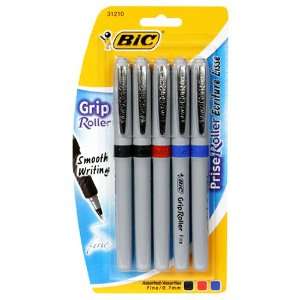  BIC Grip Roller Pen   Assorted, Six   30 Pens Office 