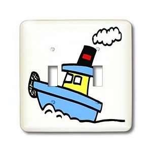Florene Childrens Art II   Cute Blue Tug Boat   Light Switch Covers 